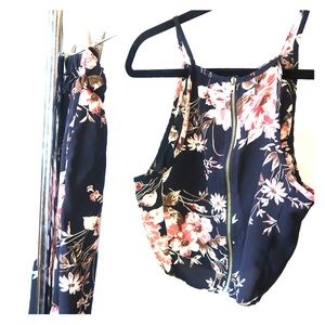 Floral set, crop top with long pants